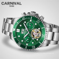 Carnival 8880GB Tourbillon automatische mechanische Uhr Top-Marke Luxus wasserdicht leuchtend grün Sportuhren relogio 2020